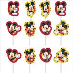 Palitos Decorativos Impressos para Docinhos Festa Mickey - 12 Un