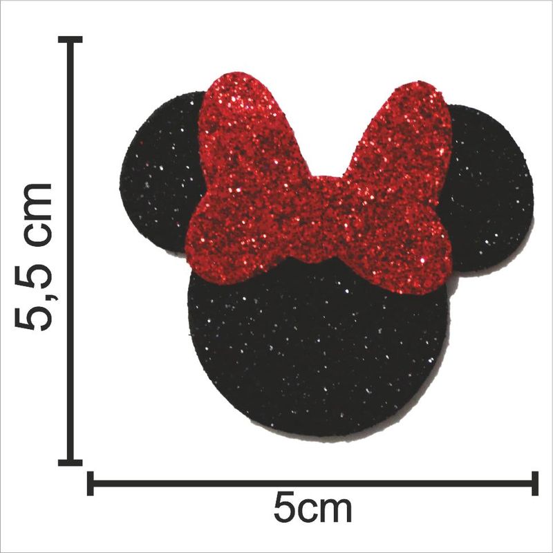 Aplique Glitter para Decoração Minnie Orelhas - 5 Un