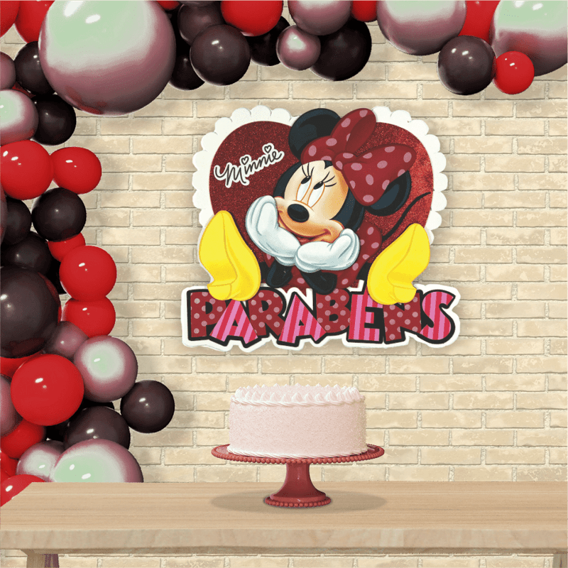 Painel Parabéns para Decoração Festa Minnie - 1 Un