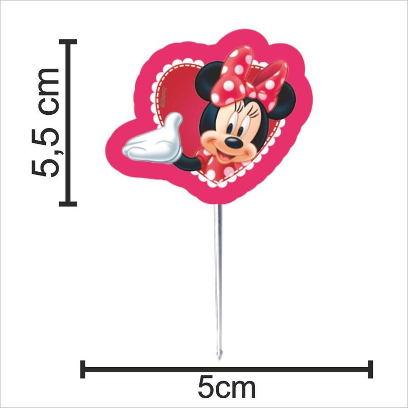 Palitos Decorativos Impressos para Docinhos Festa Minnie - 12 Un