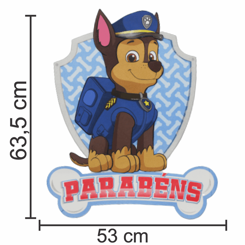 Painel Parabéns para Decoração Festa Patrulha Canina Chase - 1 Un