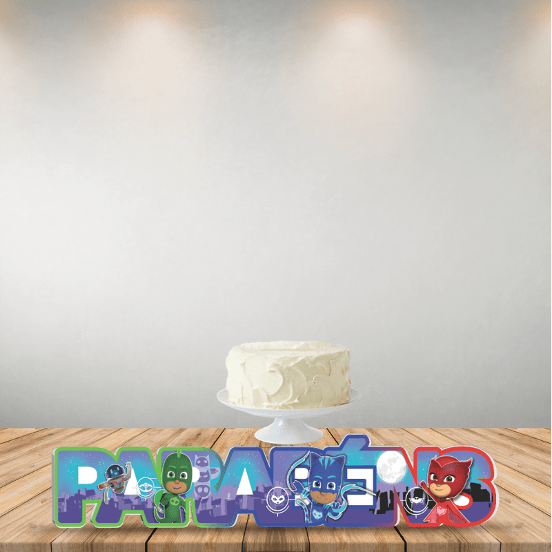 Decoração para Festa Enfeite Impresso Parabéns PJ Masks - 1 Un