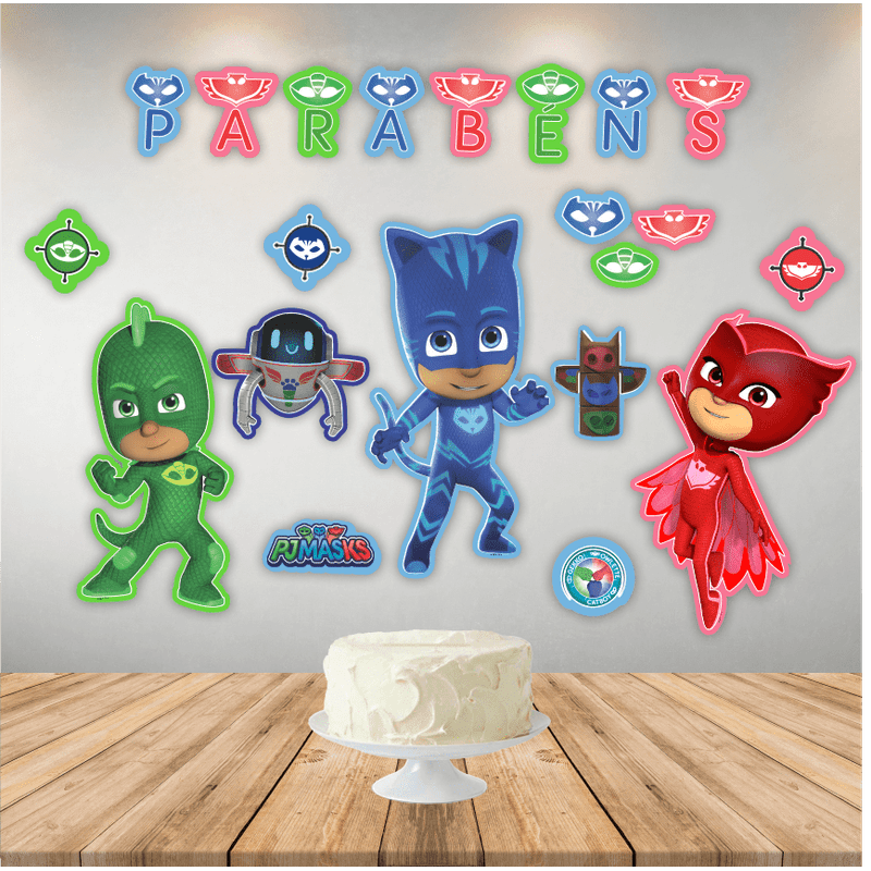 Kit de Painéis para Festa Decoração PJ Masks - 1 Un