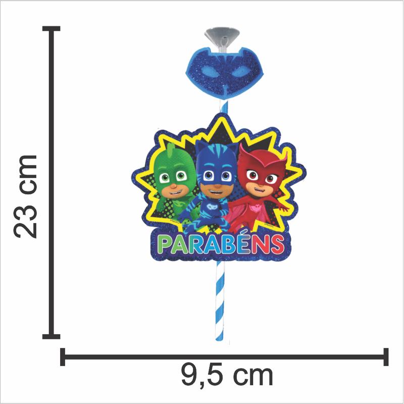 Topo de Bolo Decorativo 3D para Festa Pj Masks - 1 Un