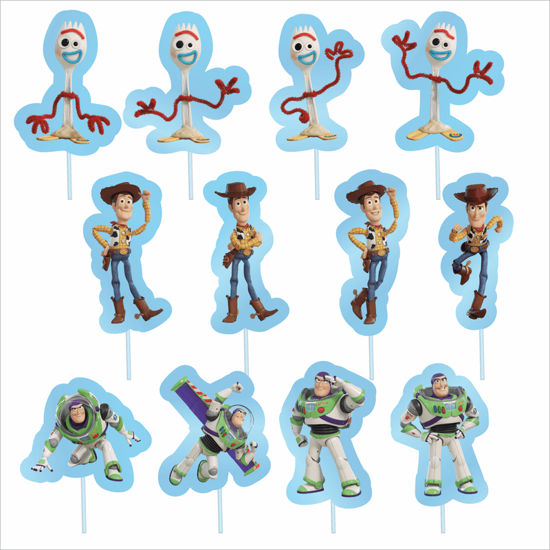 Palitos Decorativos Impressos para Docinhos Festa Toy Story - 12 Un