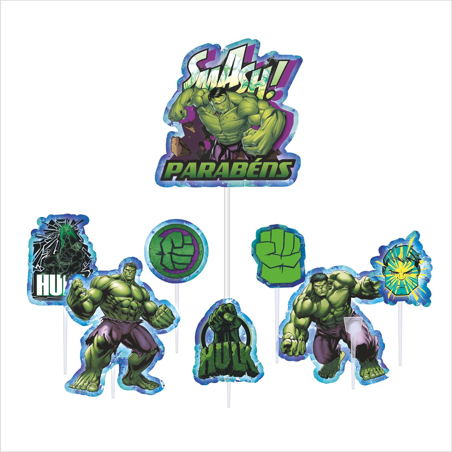 5 Topo Decoração de Bolo Tema Festa Hulk - Fantasia Kids