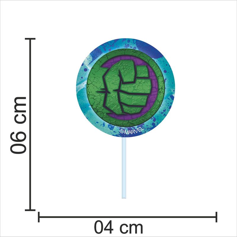 Palitos Decorativos Impressos Docinhos Festa Vingadores Hulk - 12 Un