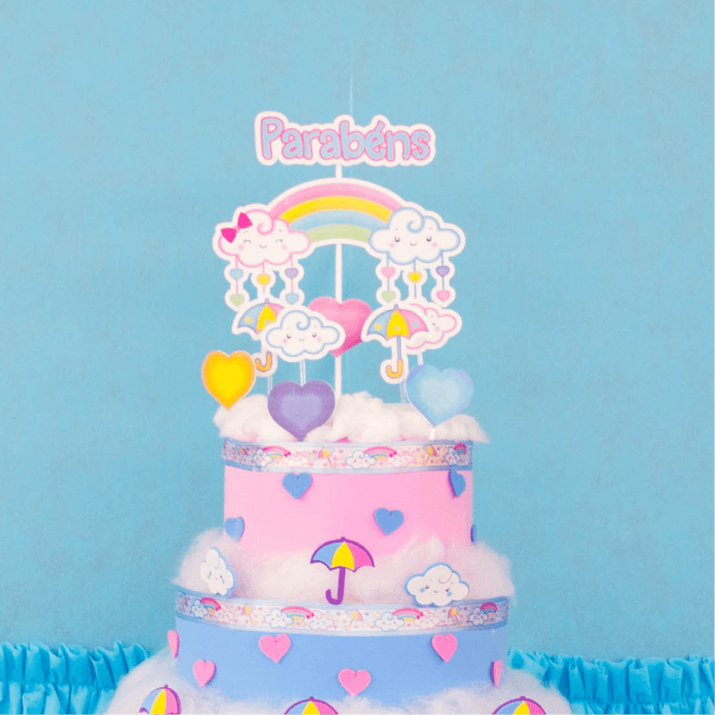 Topper de Bolo Mesversário 1 Mês Chuva de Amor Menina - Decoração de Festa  - Magazine Luiza