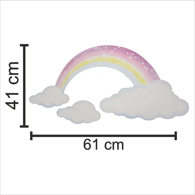 Painel Relevo Decoração Festa Unicórnio Arco-Íris E Nuvens
