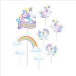 Topo de Bolo Decorativo Impresso para Festa Unicornio - 1 Un