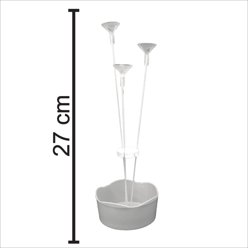 Suporte para Balões com 3 hastes com cachepô branco - 1 Un