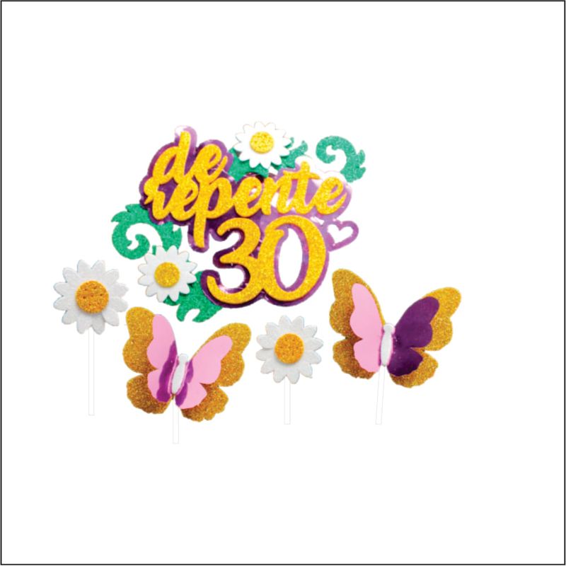 Topo de Bolo Decorativo 3D para Festa De Repente 30 - 1 Un
