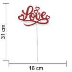 Topo de Bolo Decorativo 3D para Festa Love Vermelho - 1 Un