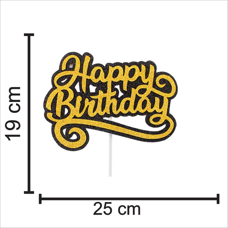 Topo de Bolo Decorativo para Festa Happy Birthday - 1 Un