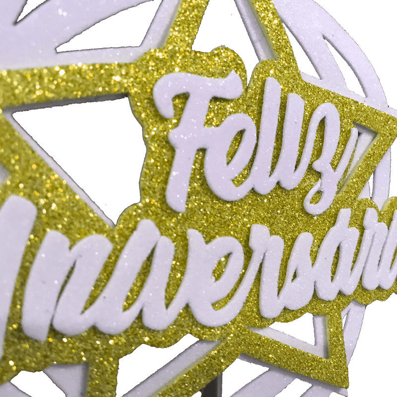 Topo Bolo Decorativo Festa Feliz Aniversário Estrela Azul - 1 Un