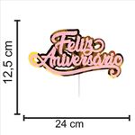 Topo de Bolo Decorativo para Festa Feliz Aniversário Rosa - 1 Un