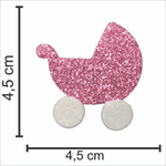 Aplique Glitter para Decoração Carrinho de Bebê Rosa - 5 Un