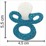 Aplique Glitter para Decoração Chupeta Azul - 5 Un