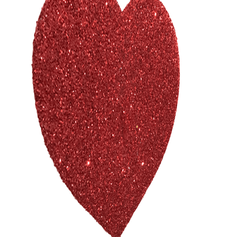 Aplique Glitter para Decoração Coração Vermelho - 5 Un