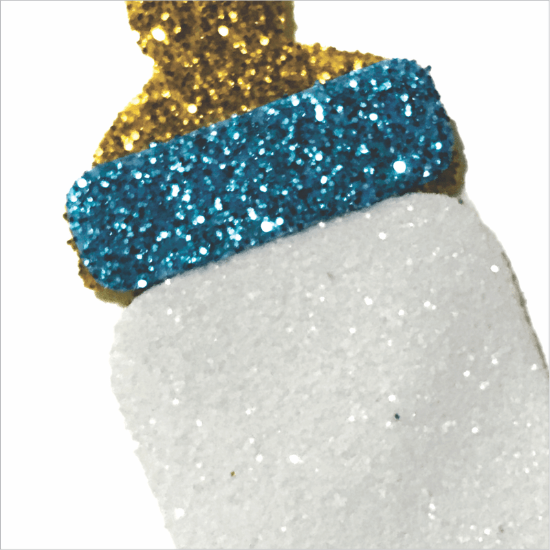 Aplique Glitter para Decoração Mamadeira Azul - 5 Un