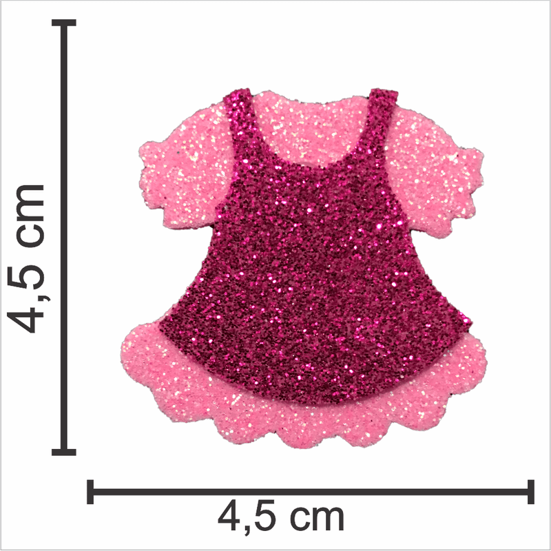 Aplique Glitter para Decoração Vestido Rosa - 5 Un