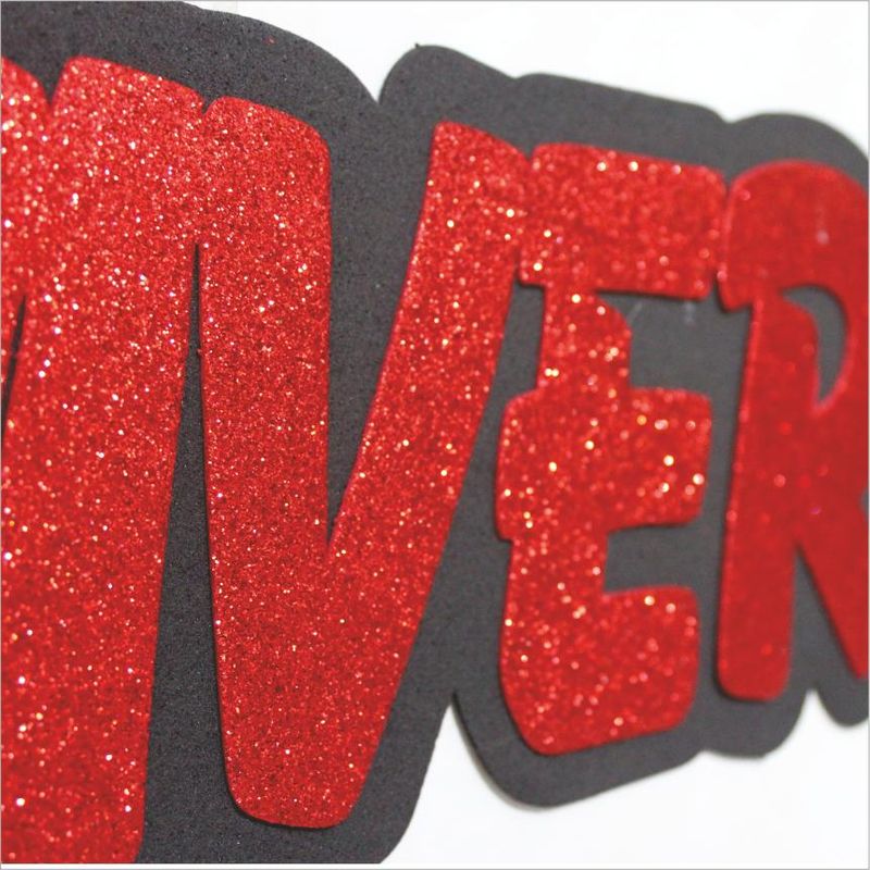 Painel Relevo Decoração Feliz Aniv Glitter Vermelho E Preto - 1 Un