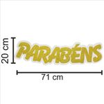 Painel Relevo para Decoração Parabens Glitter Dourado - 1 Un