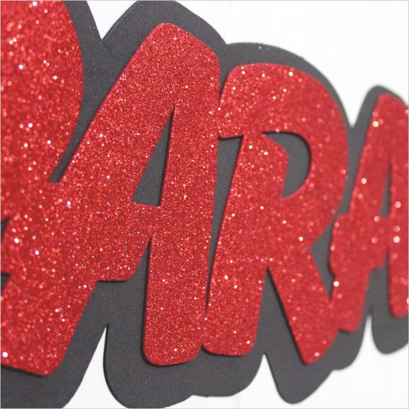 Painel Relevo Decoração Parabens Glitter Vermelho E Preto - 1 Un