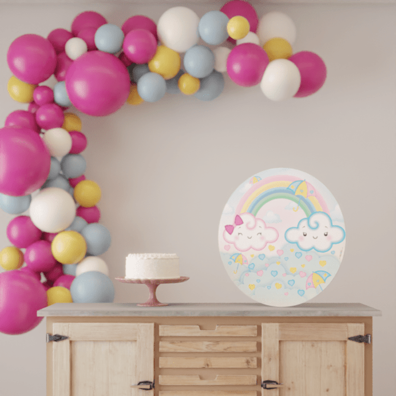 Enfeite Redondo Impresso para Decoração Festa Chuva de Amor - 1 Un