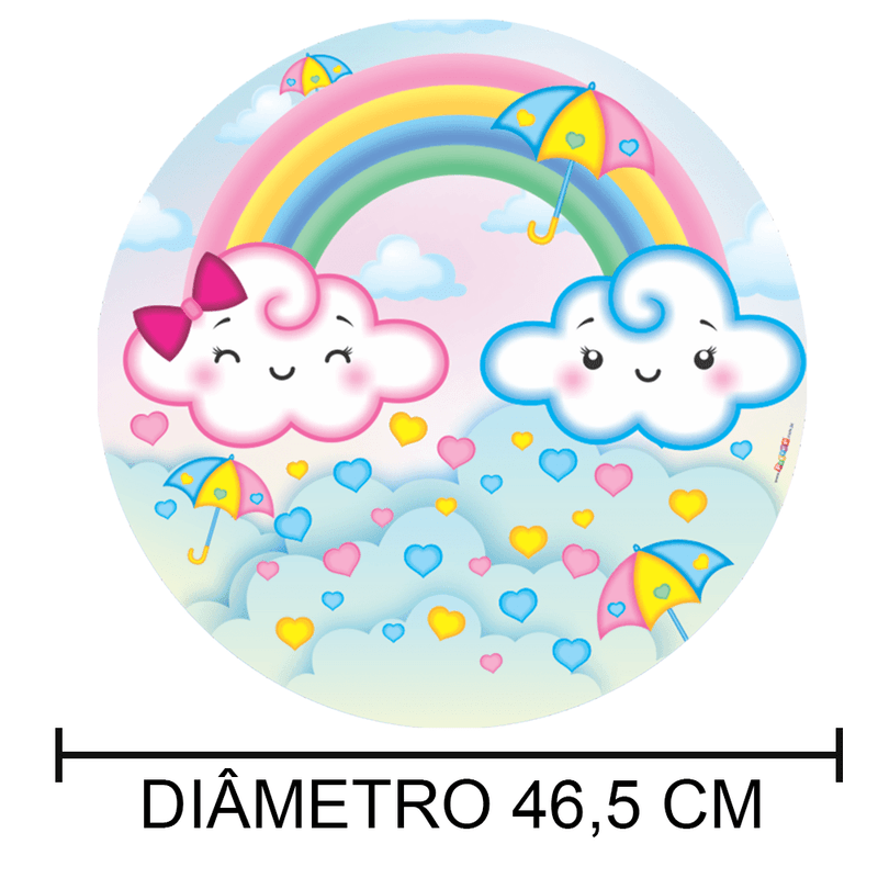 Enfeite Redondo Impresso para Decoração Festa Chuva de Amor - 1 Un