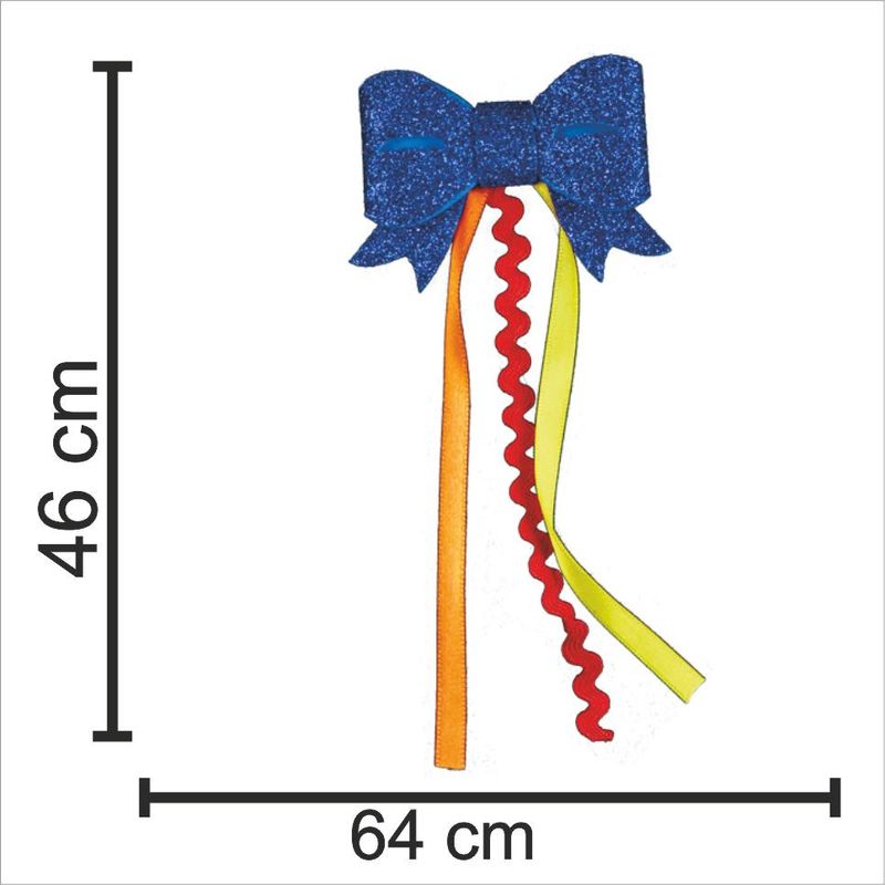 Adereço Divertido Festa Junina Laço Glitter PQ Azul Fitas - 1 Un