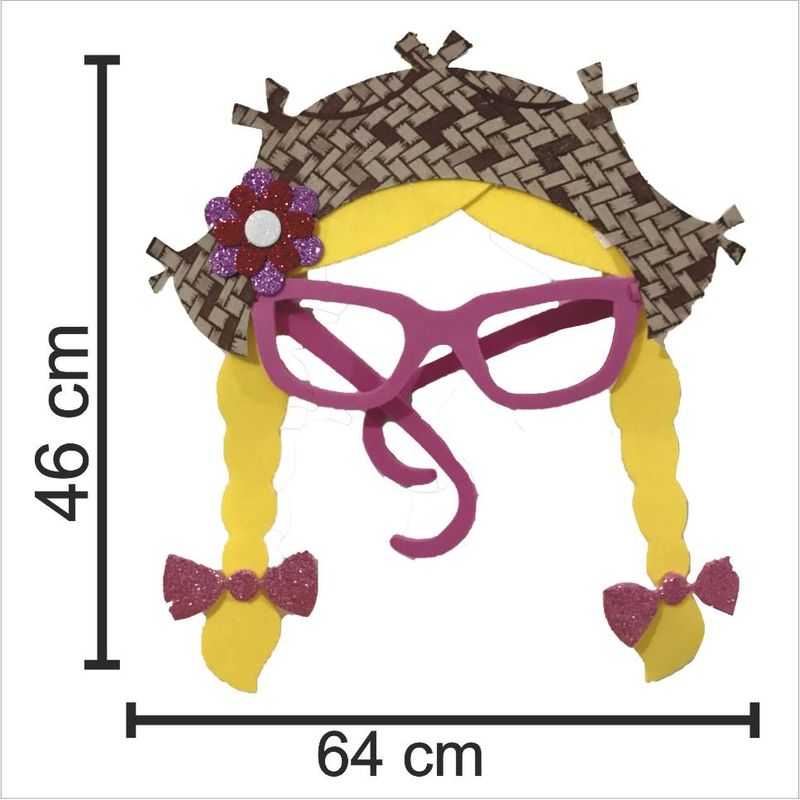 Adereço Divertido Festa Junina Máscara Óculos Menina Loira - 1 Un