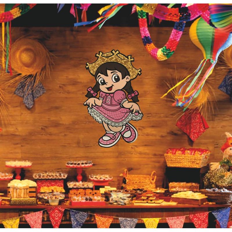 Painel Relevo para Decoração Junino Menina Caipira Morena - 1 Un