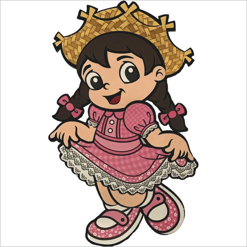 Painel Relevo para Decoração Junino Menina Caipira Morena - 1 Un