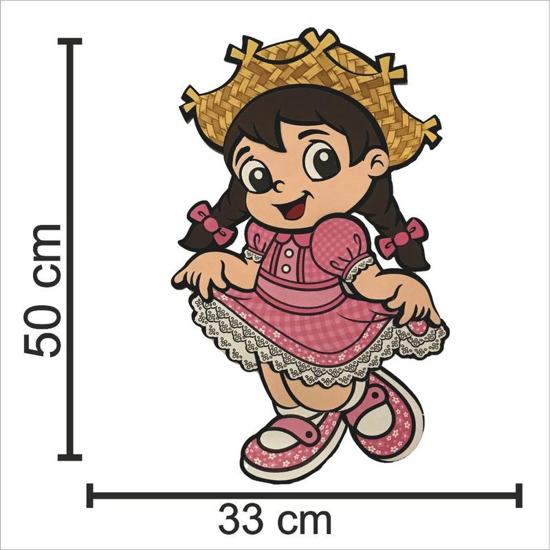Painel Relevo para Decoração Junino Menina Caipira Morena - 1 Un