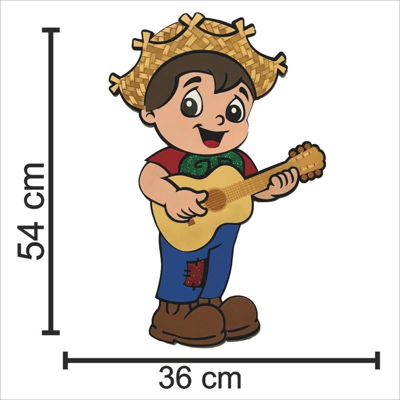 Painel Relevo para Decoração Junino Menino com Viola - 1 Un