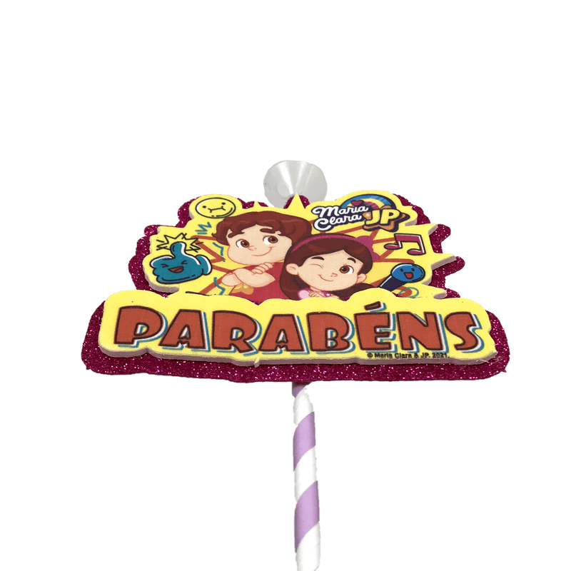 Topo de Bolo Decorativo 3D para Festa Maria Clara e JP - 1 Un