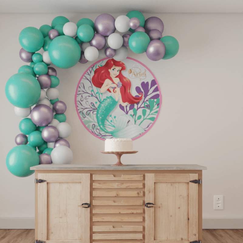 Painel Redondo de TNT para Decoração Festa Ariel 1,01m - 1 Un