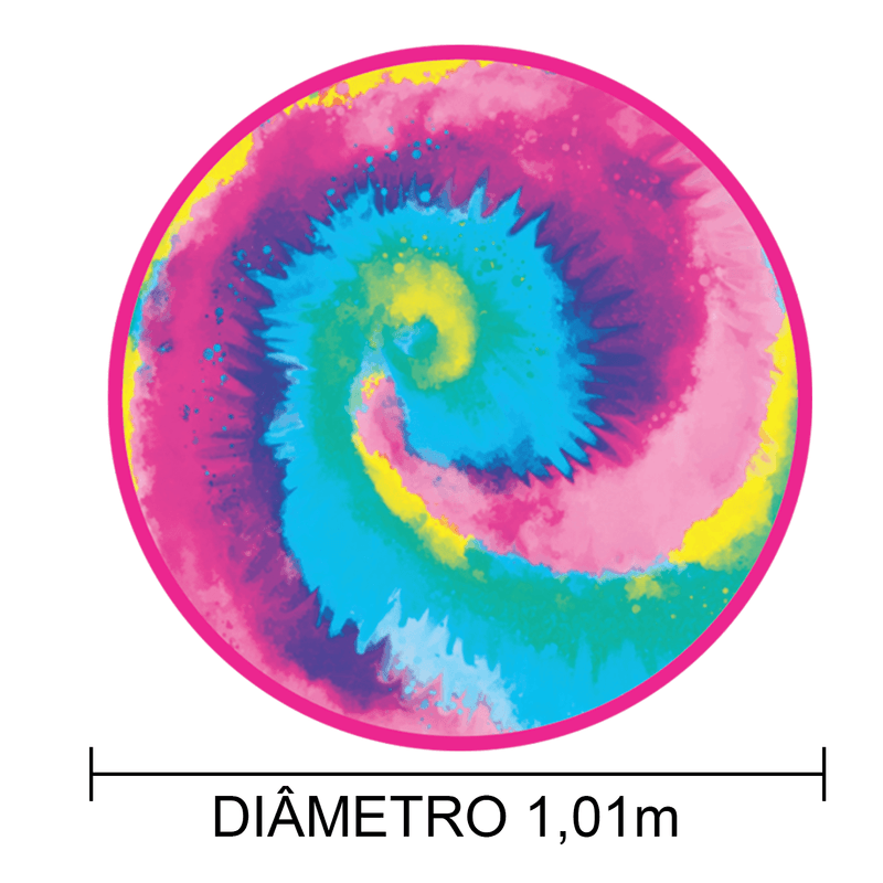 Painel Redondo de TNT para Decoração Festa Tie Dye 1,01m - 1 Un