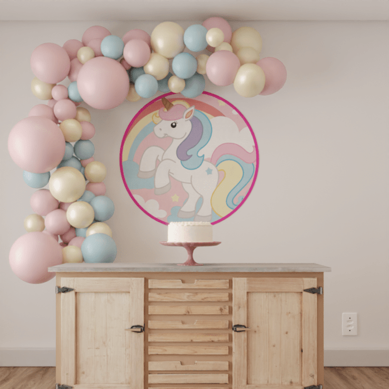 Painel Redondo de TNT para Decoração Festa Unicórnio 1,01m - 1 Un