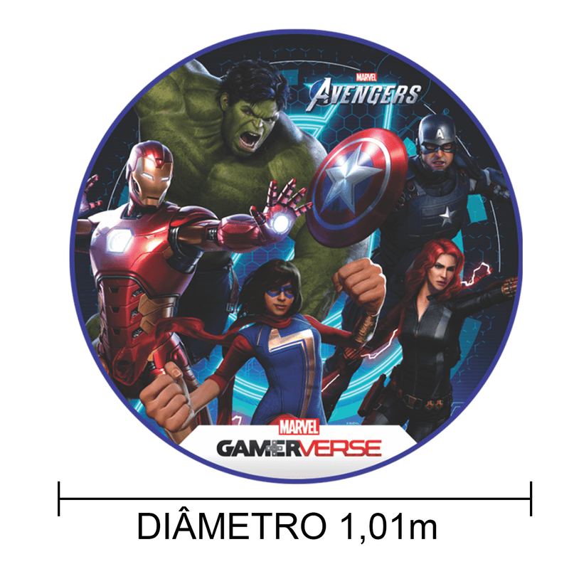 Painel Redondo TNT Decoração Vingadores Gamer Verse 1,01m - 1 Un