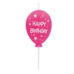 Vela Letras Happy Birthday Balão Rosa Pink