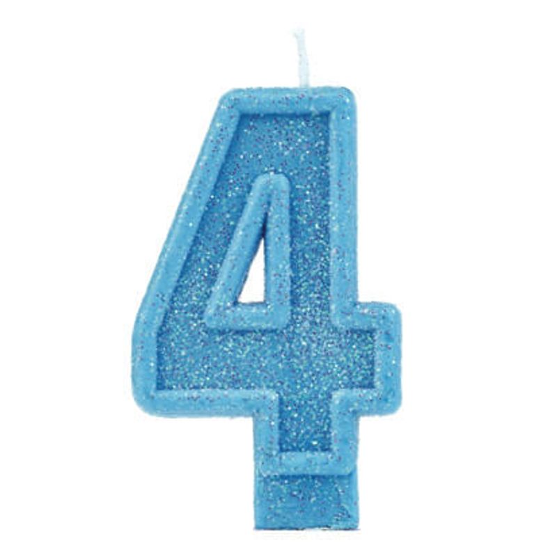 Vela Glitter Basic Azul Número 4