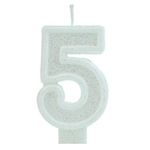 Vela Glitter Basic Branca Número 5