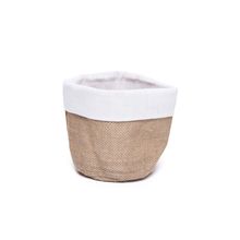 Cachepot Tecido Juta e Branco 22x12x12,5 - 1 Un