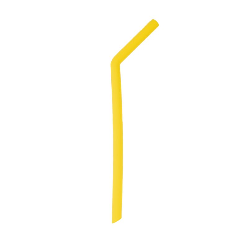 Canudo de Silicone Curvado Amarelo - 4 Un