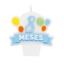 Vela Mêsversário New 8 Meses Balões Azul - 1 Un