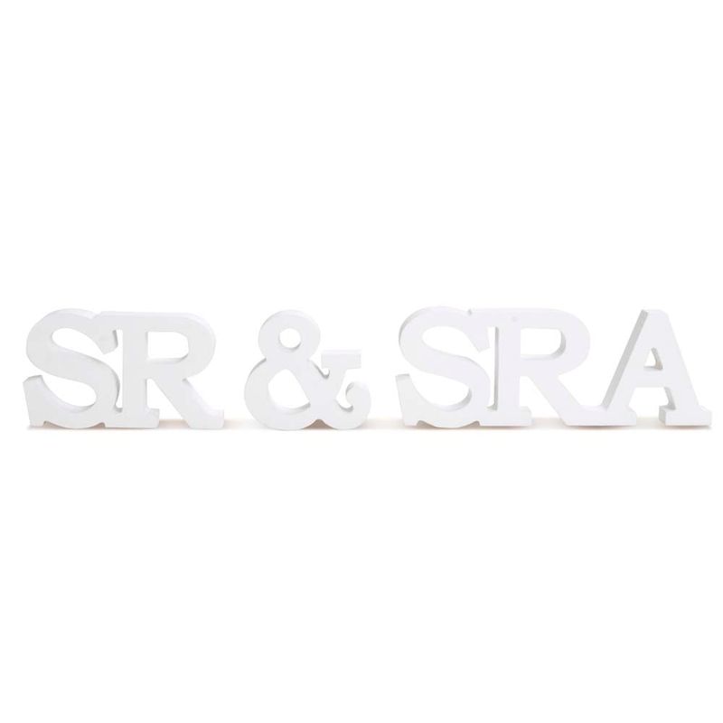 Letras Decorativas de Madeira Sr&Sra Branco