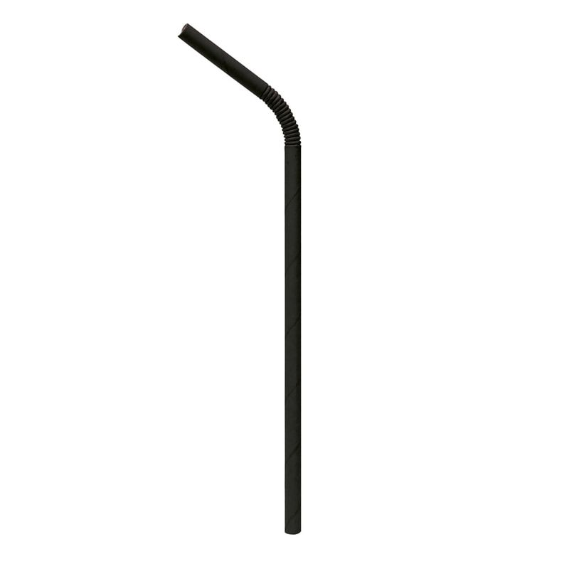 Canudo de Papel Sanfonado Preto 20 cm - 20 Un