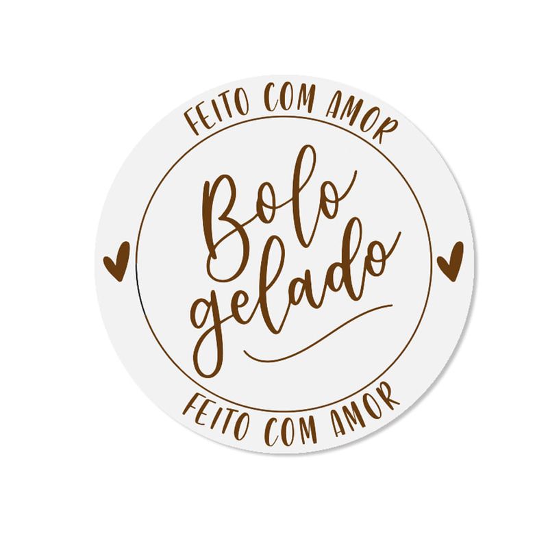 Etiqueta Adesiva para Bolo Gelado Feito com Amor 30mm - 100 Un